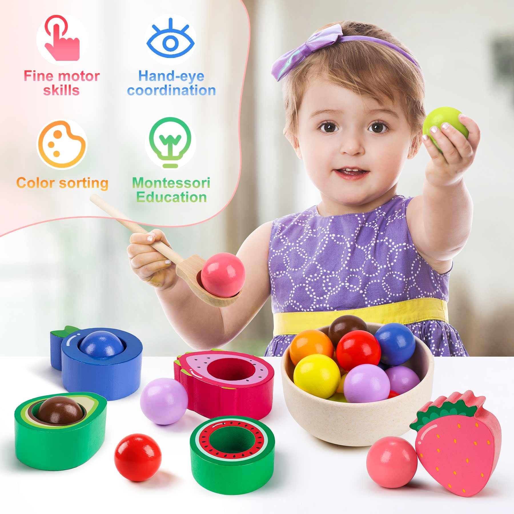 TOP BRIGHT Stacking Blocks Balancing Game, Wooden Blocks Stacking Toy For Kids, Preschool